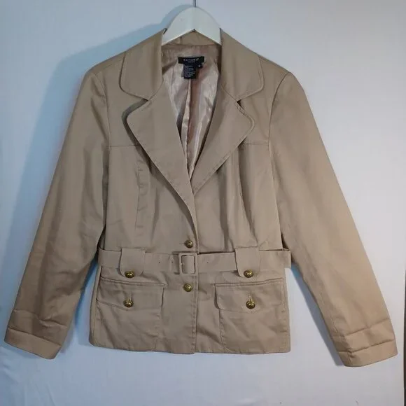 Sandro Sportswear Trench Coat Jacket Length Classic Tan Womens Medium - Picture 6 of 12